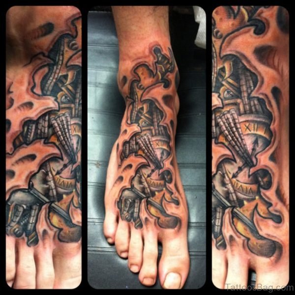 Attractive Biomechanical Tattoo On Foot