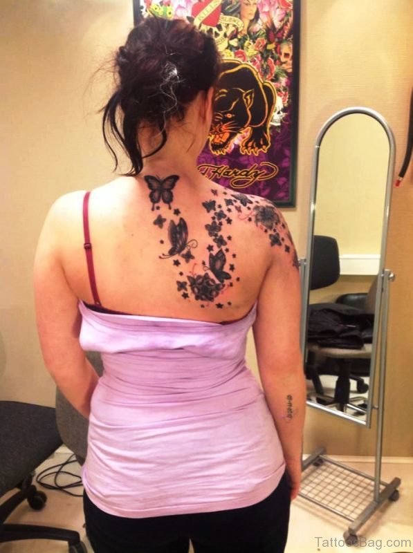 Attractive Butterflies On Shoulder Back