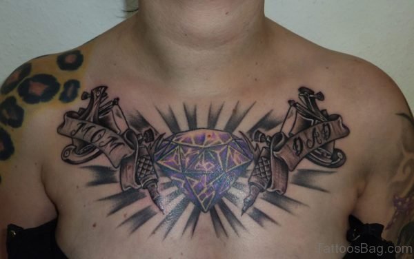 Attractive Diamond Tattoo On Chest