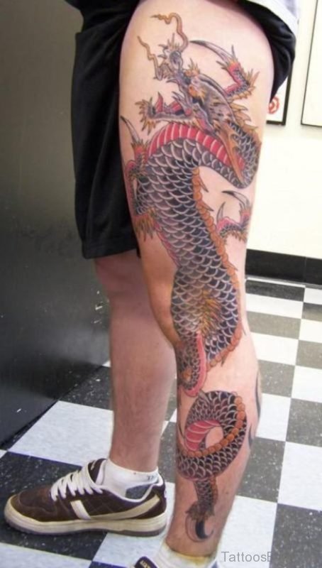 50 Nice Looking Dragon Tattoos For Leg