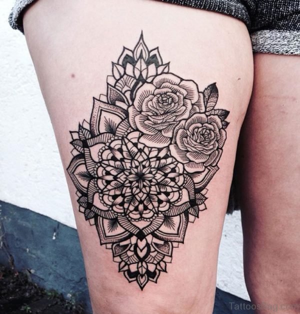 Attractive Mandala Tattoo On Thigh