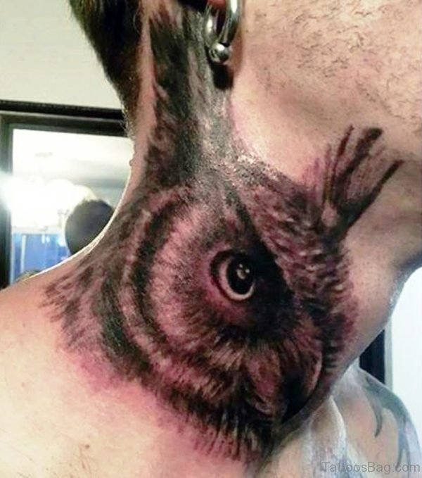 Attractive Owl Neck Tattoo