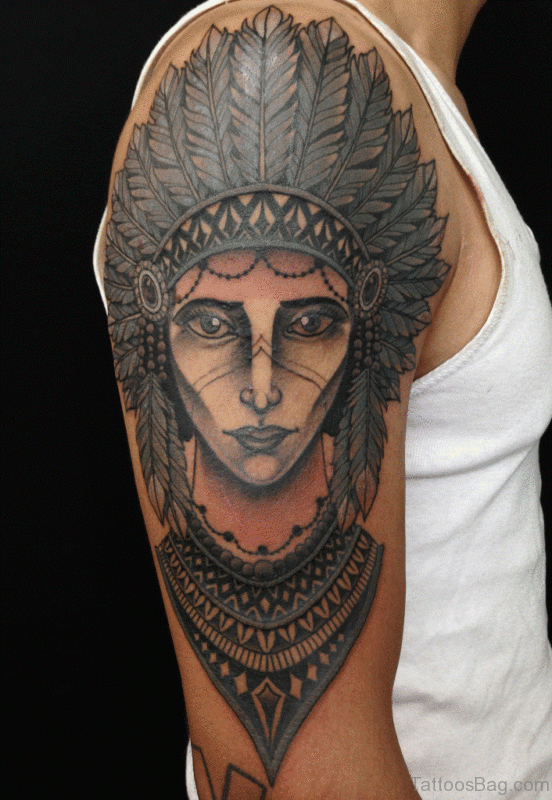 Attractive Portrait Tattoo On Half Sleeve 