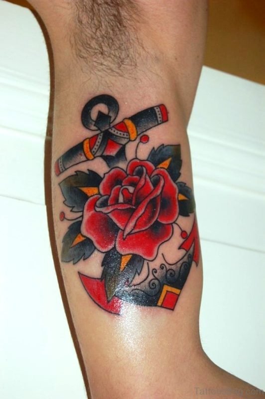 Attractive Rose Flower Tattoo On Shoulder