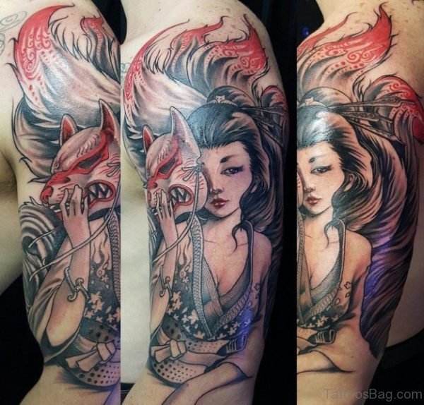 Attractive Shoulder Half Sleeves Tattoo