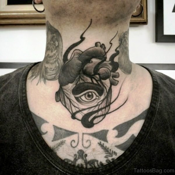 Attractive Skull Neck Tattoo