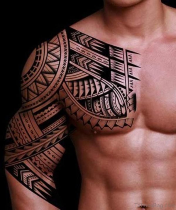 Attractive Tribal Tattoo On Chest