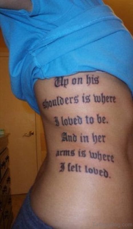 Attractive Wording Tattoo On Rib Image