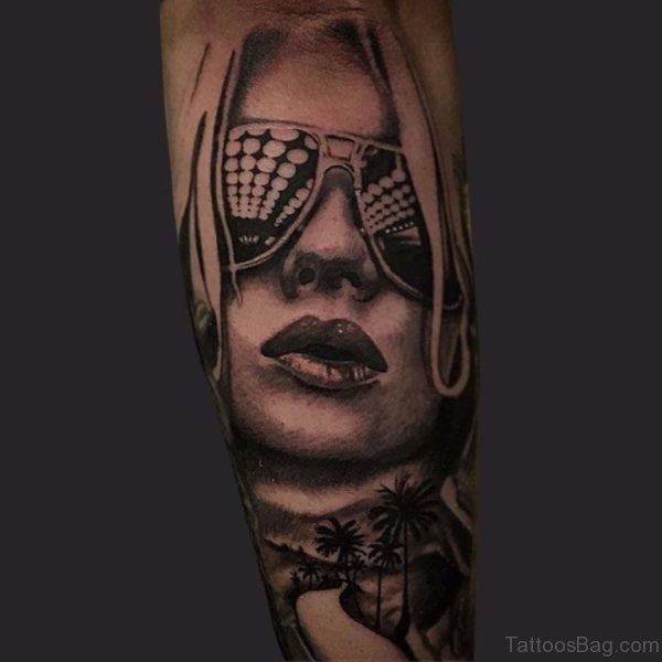 Aviator Girl Portrait Tattoo