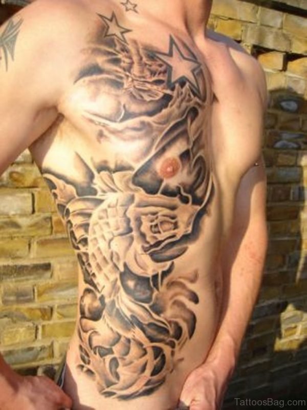 Awesome Fish Tattoo On Rib