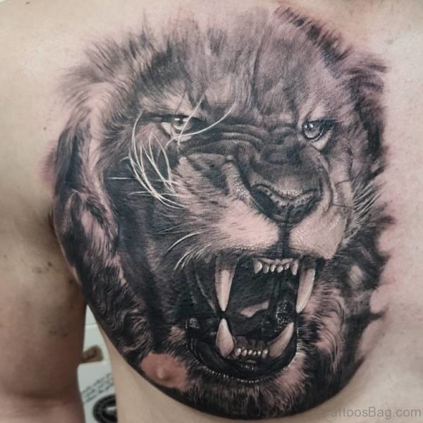 Awesome Angry Lion Tattoo