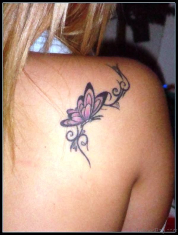 Awesome Butterfly Tattoo On Shoulder Back