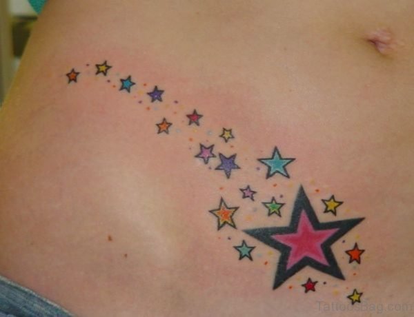 Awesome Colored Star Tattoo