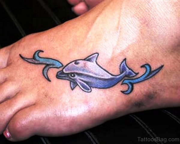 Awesome Dolphin Tattoo On Foot