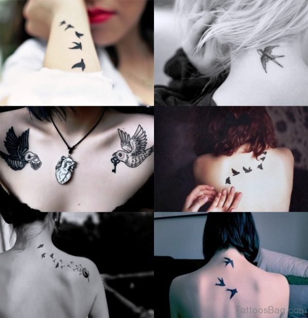 Awesome Flying Birds Tattoo Design