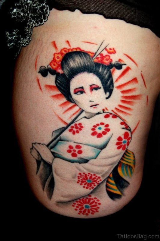 Awesome Geisha Tattoo