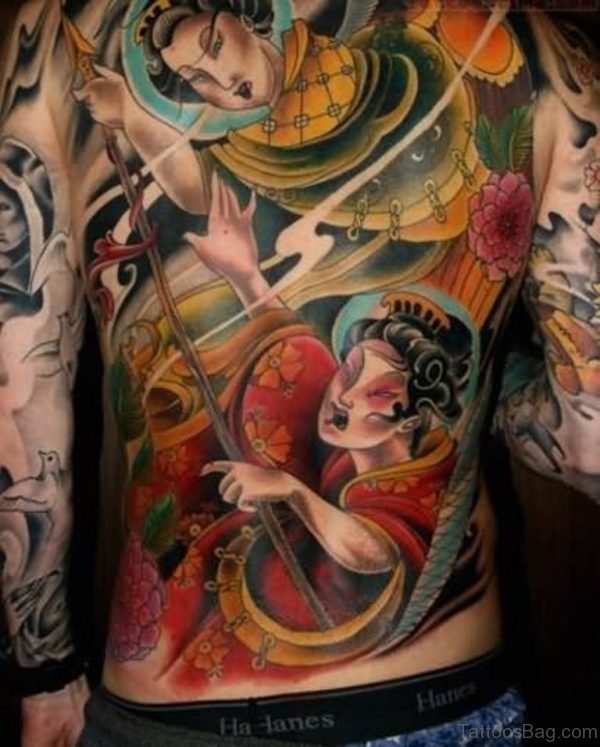 Awesome Geisha Tattoo Design