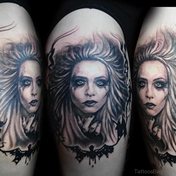 Awesome Girl Face Tattoo 