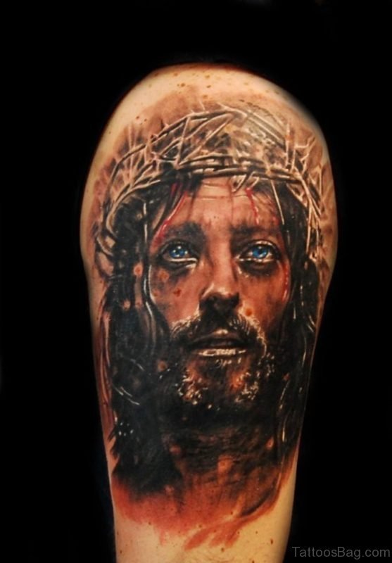 Awesome Jesus Portait Tattoo Design