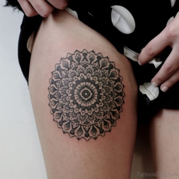 Awesome Mandala Tattoo On Thigh
