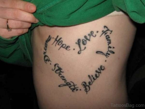 Awesome Wording Tattoos On Side Rib