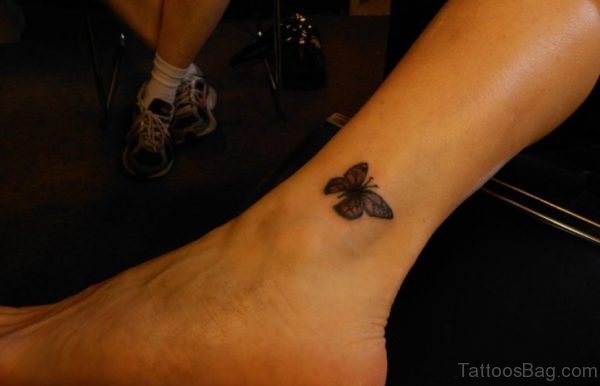 Back Ink Butterfly Tattoo Design For Ankle
