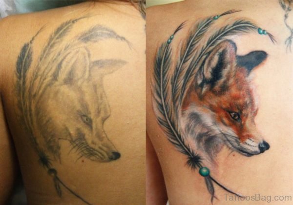 Back Shoulder Fox Head Tattoo