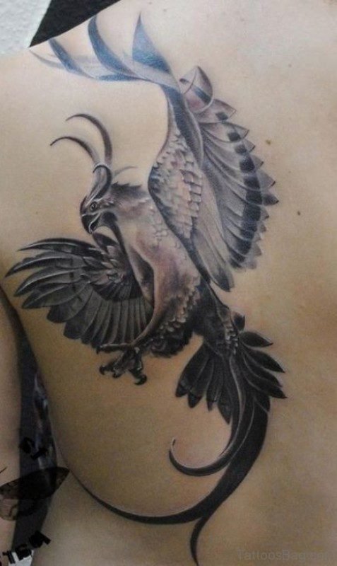Balck And Grey Phoenix Tattoo