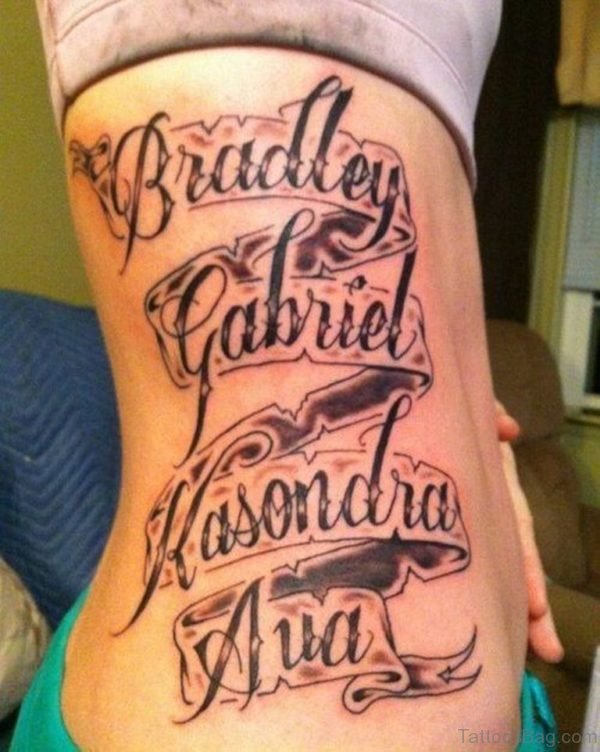 Banner Tattoo On Rib