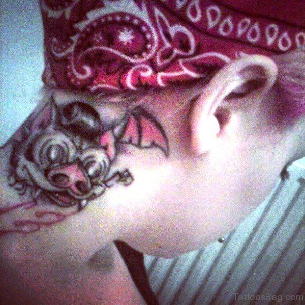 Bat Neck Tattoo Design