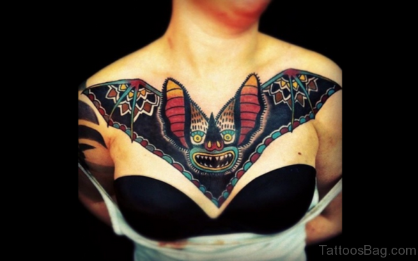 Bat Tattoo On Chest