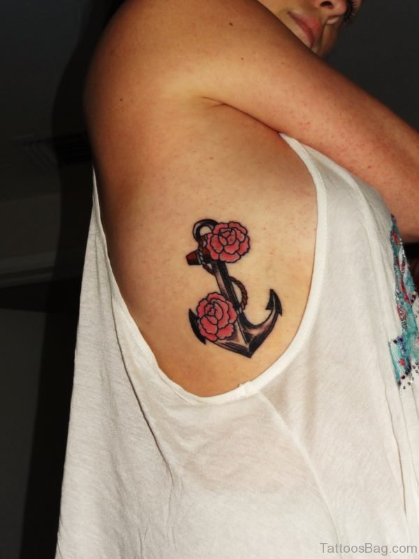 Beautfiul Anchor Tattoo On Rib