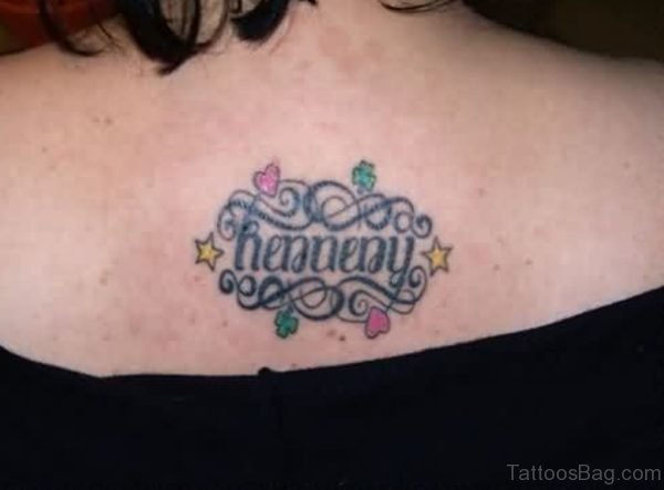 Beautiful Ambigram Tattoo On Upper Back