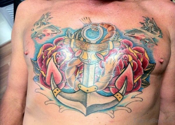 Beautiful Anchor Tattoo On Chets
