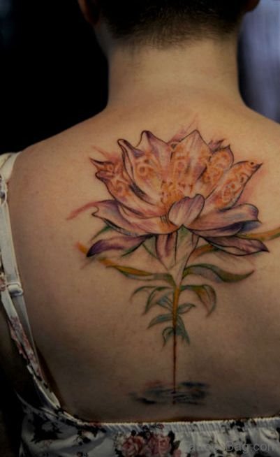 Beautiful Flower Tattoo On Upper Back