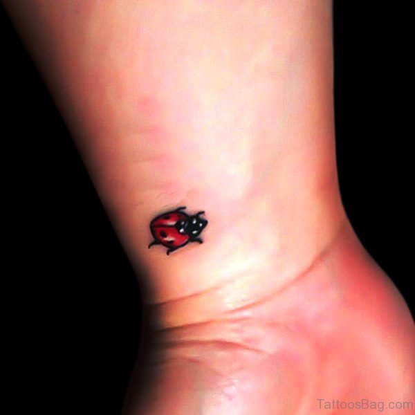 Beautiful Ladybug Tattoo On Wrist 