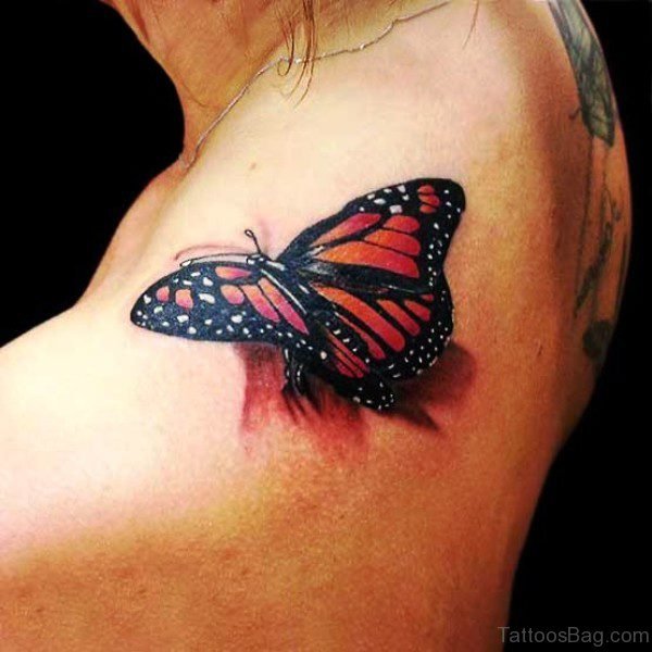 Beautiful Red Butterfly Tattoo