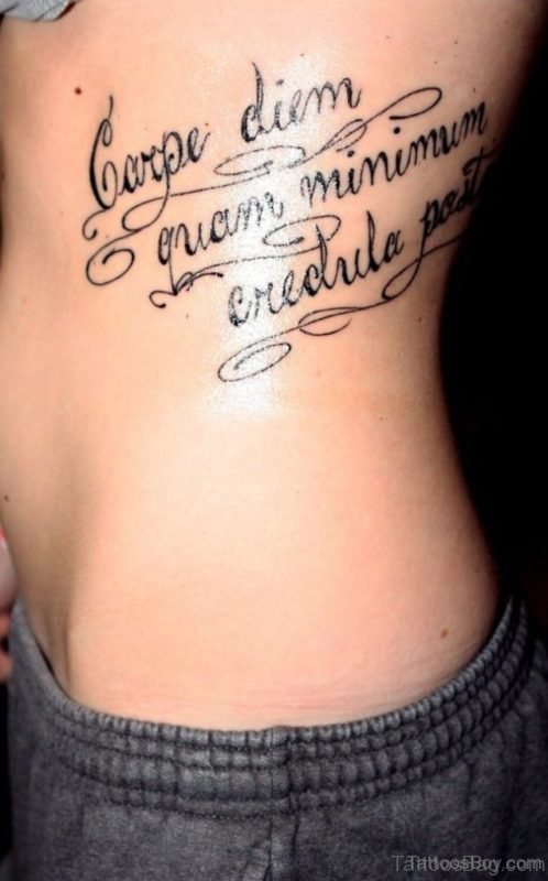 Beautiful Wording Tattoo On Rib