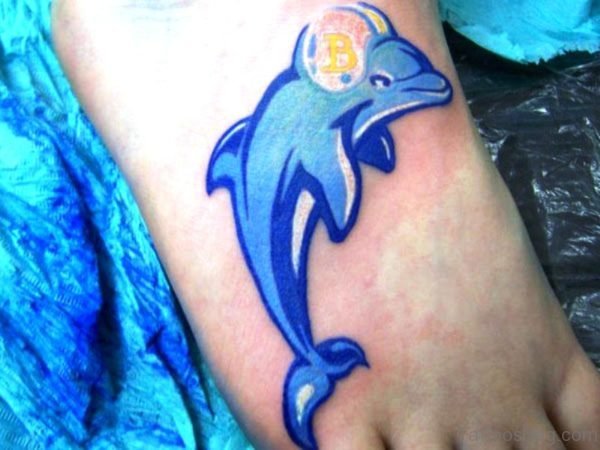 Best Blue Dolphin Tattoo On Foot