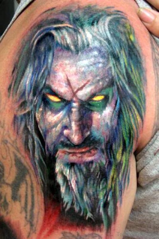 Big Rob Zombie Tattoo On Shoulder