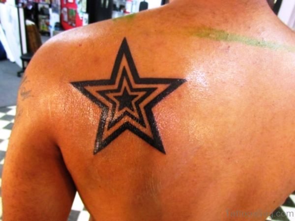 Big Star Tattoo On Shoulder Back