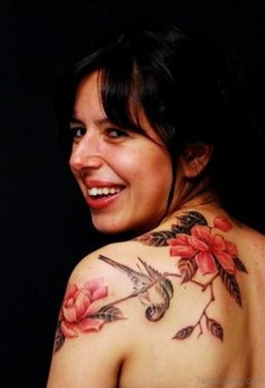 Bird And Magnolia Tree Tattoo