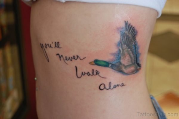 Bird And Wording Tattoo
