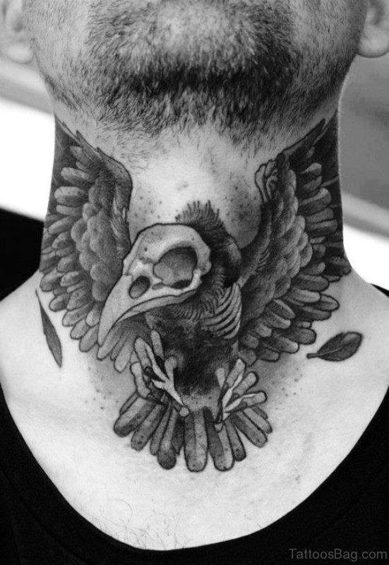 Bird Skull Tattoo On Neck