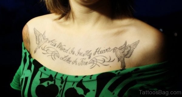 Birds And Wording Tattoo