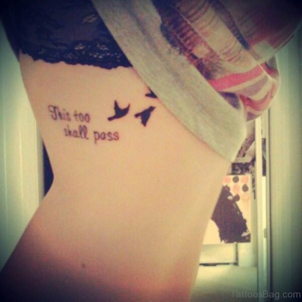 Birds Quote Tattoo On Rib Cage For Girls