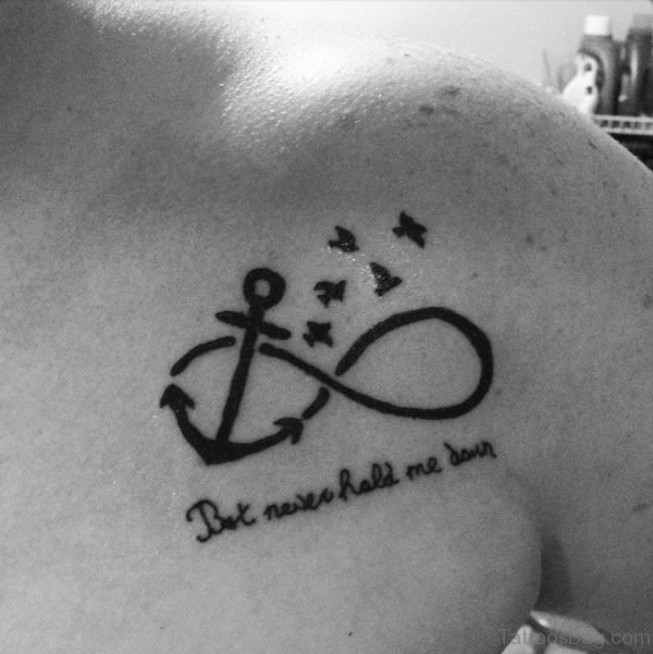 Black Anchor Infinity Tattoo