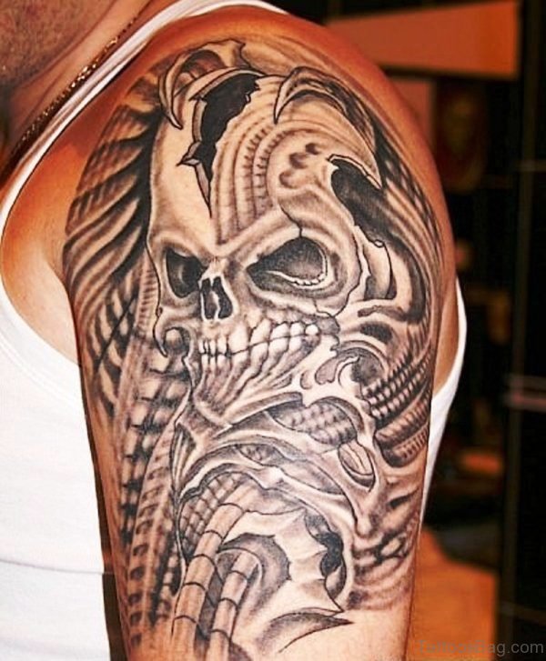 Black And Grey Skull Tattoo