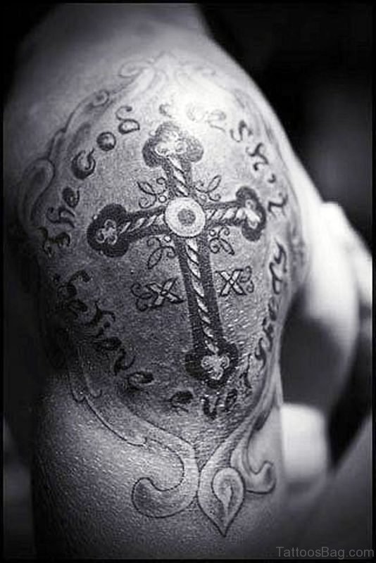 Black And White Cross Tattoo