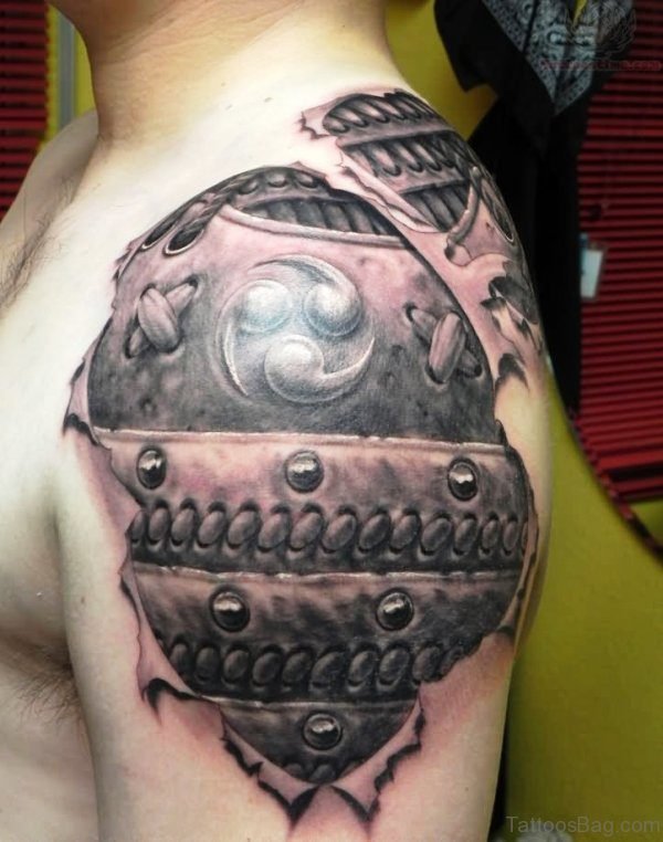 Black Armour Shoulder Tattoo Design